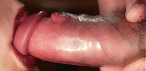 Slow motion. Close up fetish. Red lipstick in cum
